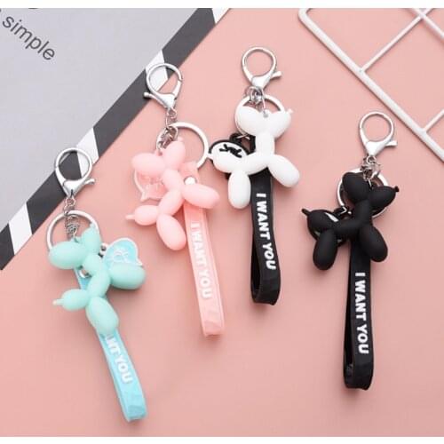 Lovely Cartoon Balloon Dog Keychain Pet Keyring Purse Decoration for Women Teen Girl Charm Gift Backpack Phone