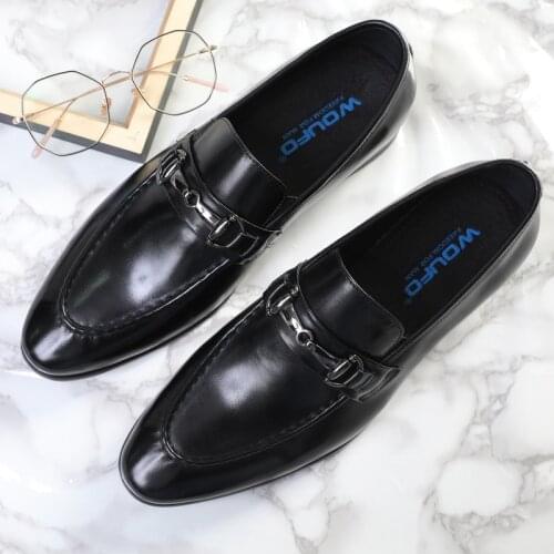 British mens leather shoes, one-legged toe-toe business shoes