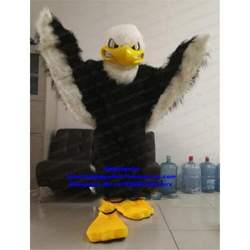 Black White Long Fur Eagle Hawk Tercel Tiercel Falcon Vulture Mascot Costume Adult Character Figure Marketing Promotions zx143