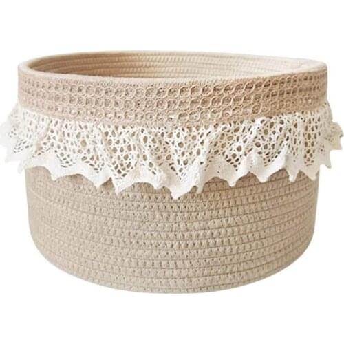 Decorative Baskets with Lace Rope Woven Storage Baskets Rope Baskets for Shelves Organizer Bins for Baby Toys