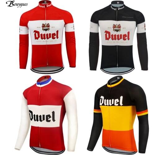 DUVEL Beer Team Cycling Jersey Long Sleeves No Fleece And Winter Thermal Customized Road Mountain Race Top Classical Hombre