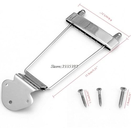 Chrome Guitar Tailpiece Trapeze Open Frame Bridge for 6 String Archtop Guitar
