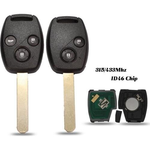 Jingyuqin 3 Buttons 433Mhz HON66 CR1616 Car Remote Key Fob Case Shell with ID46 Chip For Honda/Accord/Civic Fit 2003-2007