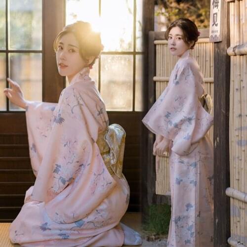 Traditional Japanese Style Kimono Women Elegant Party Dress Yukata Fashion Vestidos Girls Retro Robe Bathrobes Cosplay Costume