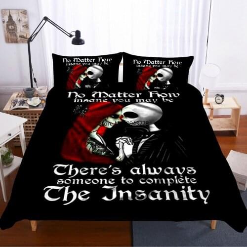 Human 3d Skeleton Printed Bedroom Comforter Set Black Bedding Set Adult Duvet Cover Terrorist Style Size Twin Full Queen King