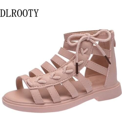 Summer Children Sandals Shoes Girls Gladiator Knot Princess Kid Party Fashion Beach Zip Flat Toddler Baby Breathable