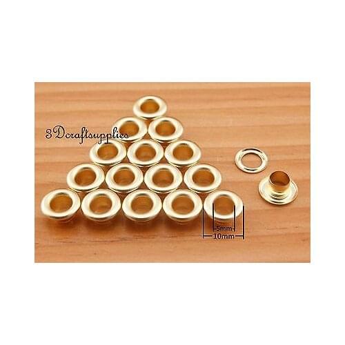 Eyelets metal with washer copper grommets gold round 80 sets 5mm H88