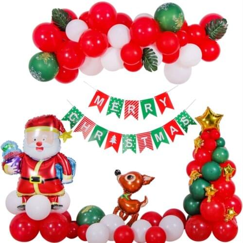 Christmas Balloon Set Flags DIY 95pcs Hanging Reused Latex Party Decoration Santa Claus Green Red White Confetti Arch Balloons