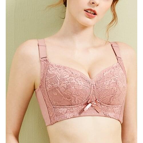 Plus Size Womens Underwear Lace Floral Embroidery Non Padded Wire Free Minimizer Bra Full Coverage Lingerie 34 36 38 40 B C D E