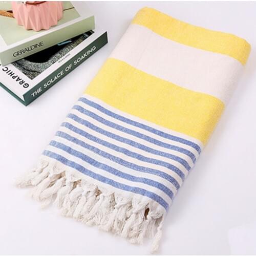 Beach Towel Turkish Bath Towel Striped Cotton Tassel Towel Travel Camping Sauna Beach Gym Swimming Pool Blanket Surgery Shawl