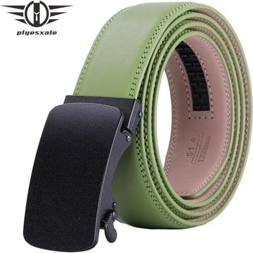 Plyesxale Black Brown Coffee Grass Green Man Belt Leather Genuine Automatic Buckle Belts For Men 2019 Casual Waistband Cinto B66