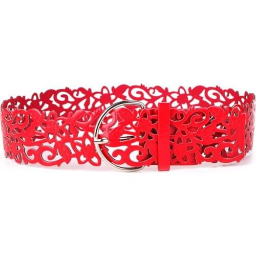 Soft Leather Hollow Out Print Belt Fashion Self Tie Wide Belts For Women Wrap Around Waistband Cummerbund Dress Pants Belts