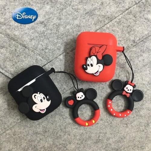 Disney Silicone Case For Apple Airpods 1/2 Protective Cartoon Wireless Earphone Bluetooth Case Cover Charging Bags With Lanyard
