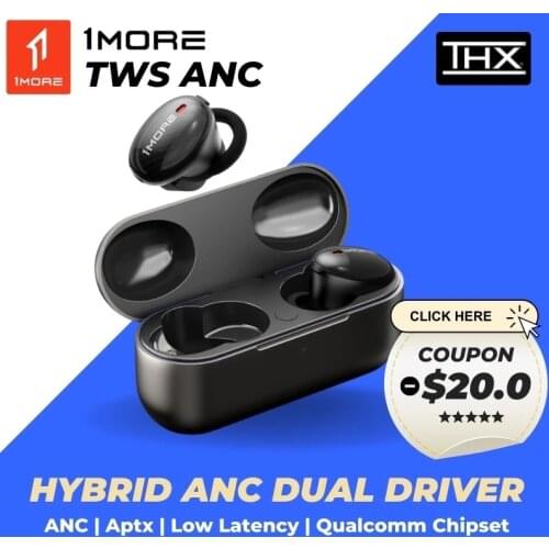 1MORE TWS ANC Noise Canceling True Wireless Bluetooth Headphones In-Ear Aptx Low Latency Qualcomme WirelessCharge Stereo EarBuds