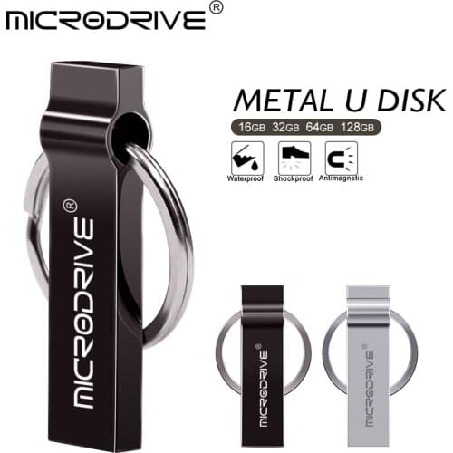 Waterproof metal USB Flash Drive 8GB 16GB 32GB 64GB Pen Drive 128GB Pendrive USB Stick Flash Drive with Key chain