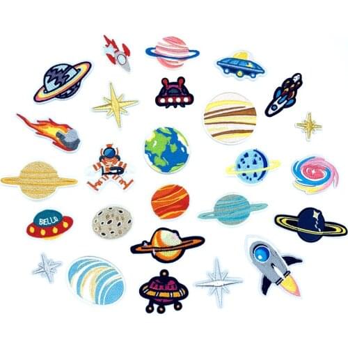 Explosion models Cosmic Planet Portfolio Embroidery Cloth Spaceman UFO D-009