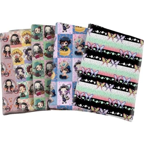 Japanese Cartoon Twill Fabric Printed Kimetsu No Yaiba Polyester Cotton Cloth 50*145cm for DIY Hair Bow Bag Material Hademade