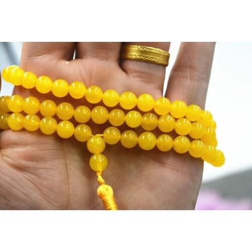 Jewelry 6mm stone Buddhist Brazil topaz 108 Prayer Beads Mala Bracelet Necklace jade Jewelry crystal