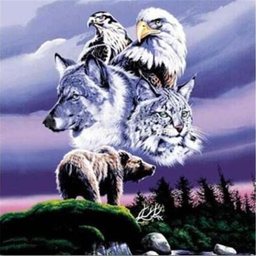 Animal Wolf Eagle Pre-Printed 11CT Cross Stitch Full Kit Embroidery DMC Threads Handmade Hobby Sewing Handicraft Design Needle