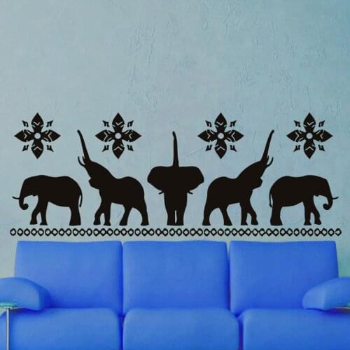 ZOOYOO Elephant Indian Pattern Om Sign Wall Sticker Art Murals Living Room Bedroom Home Decor Nursery Kids Room Decoration