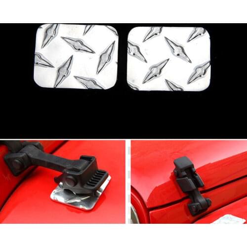 1Pair Aluminium Car Anti Scratch Engine Hook Cover Pad Mat Front Fender Flares Protector Sequin Cover For Jeep Wrangler JK Car