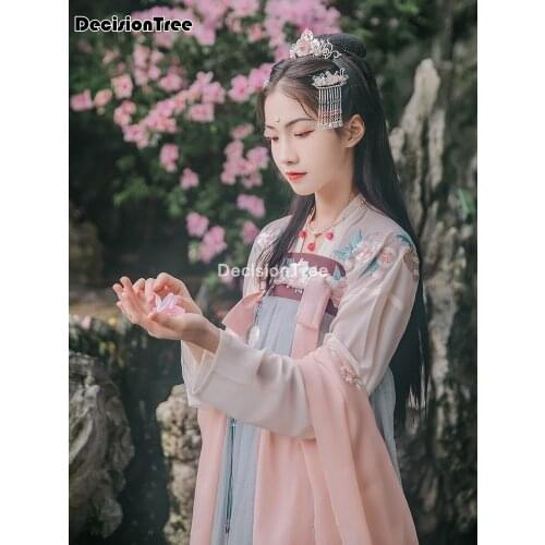 2021 women classical long sleeves fairy clothing stage hanfu performance chinese folk dance costumes princess fairy dress