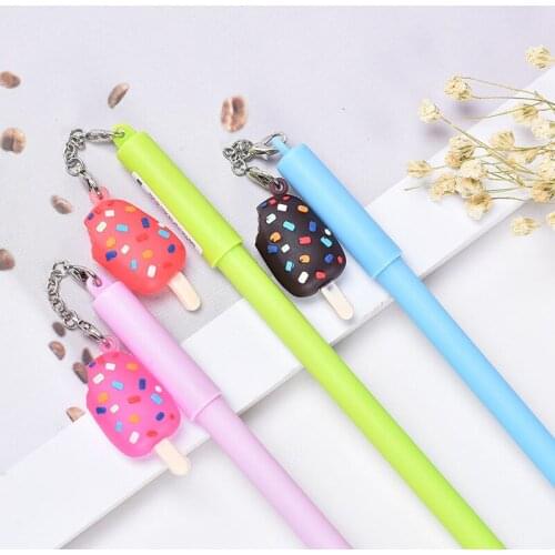36pcs/lot Cartoon Candy Color Ice Cream Pendant Gel Pen Students Children Writing Stationery Pen Office Supplies Decorations