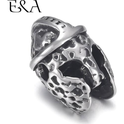 4pcs Stainless Steel Roman Warrior Helmet Bead Charms 2mm Hole for Beaded Bracelet Jewelry Making Metal Beads DIY Accessories