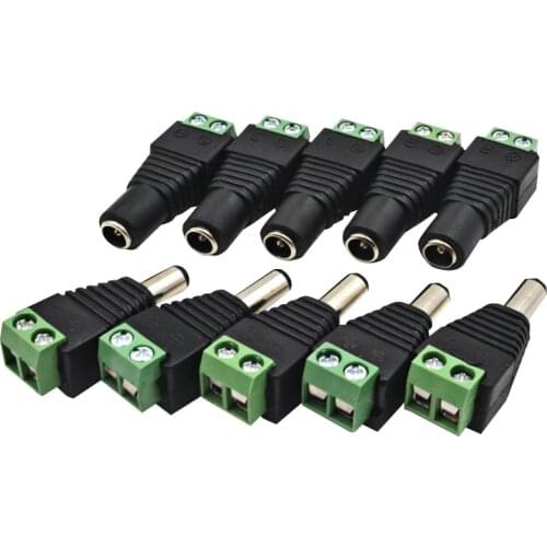 5Pairs Male+Female DC Power Jack & Plug Screw-on Wire Connector for cctv cameras