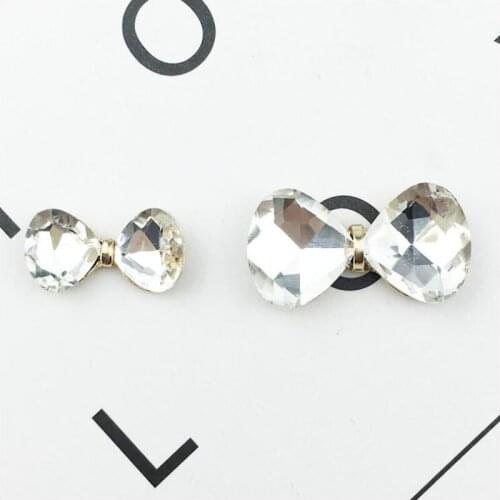 50pcs Strass Jewelry Bowknot Transparent Crystal Rhinestone Button For Wedding Bride Hairpin Invitation Bracelet Accessories