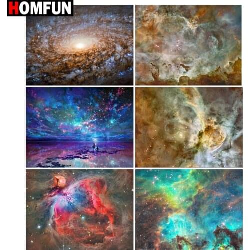 HOMFUN Diamond Painting Cross Stitch "Space starry sky" Full Square Round Diy 5d Diamond Embroidery Picture Rhinestone Art