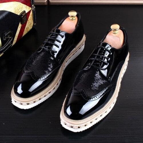 British trend men platform shoes leisure carving brogue shoe personality party nightclub dresses bullock sneakers zapatos hombre