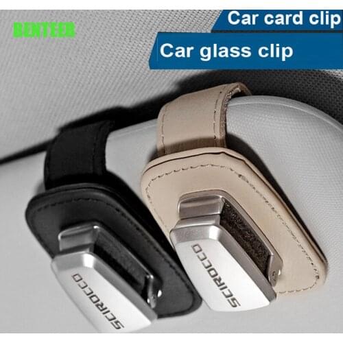 Genuine Leather Car Sunshade Glass Clip Holder Sticker For Volkswagen Scirocco