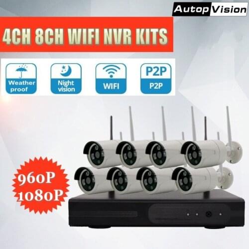 4CH 8CH Wireless CCTV System KIT WiFi NVR Kit H.265 1.3MP 2MP WIFI IP Camera Outdoor Waterproof Video Security Surveillance Kits