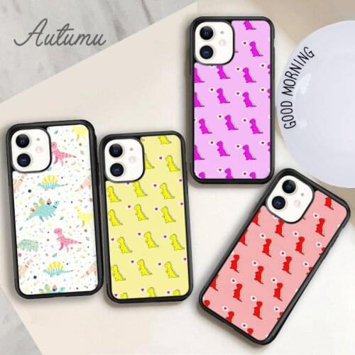 Cute Dino Phone Case for iPhone 11 12 Pro Max mini X XR XS SE 2020 5 6S 7 8 Plus Samsung Galaxy S8 S9 S10 Cover shell coque