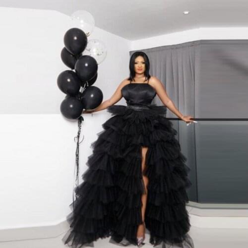 Birthday Party Gowns Extra Puffy Evening Dresses vestidos de fiesta robe longue Black Long Evening Dress vestido de festa longo