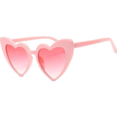 DOKLY Heart Shaped Sunglasses Women High Quality Plastic Reflective Lens Fashion Mirror Pink Eyewear
