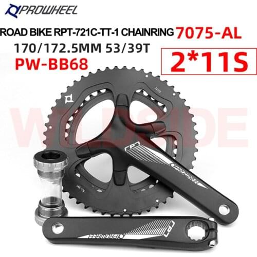 PROWHEEL Road Bike Double Sprockets Crankset 53T 39T 170mm 172.5mm Crank 110 BCD Bottom Bracket 11 Speed Road Bicycle parts