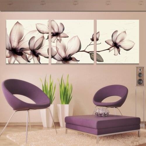 JHLJIAJUN 3pcs Yellow Orchid Pictures Painting Canvas On The Wall For Living Room Wall Module Painting Mural Art Cuadros Poster