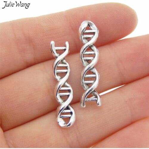 Julie Wang 20pcs DNA Biology Double Helix Shape Charms Pendant Zinc Alloy DIY Necklace Finding Jewelry Accessories