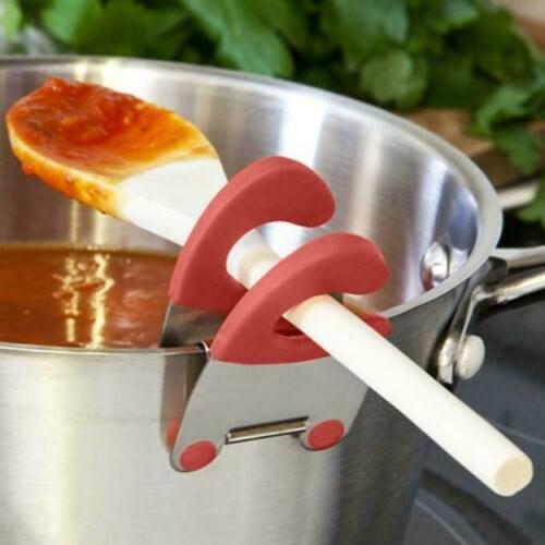 2020 Creative Stainless Steel Pot Side Clips Anti-scalding Spoon Holder Kitchen Gadgets Rubber