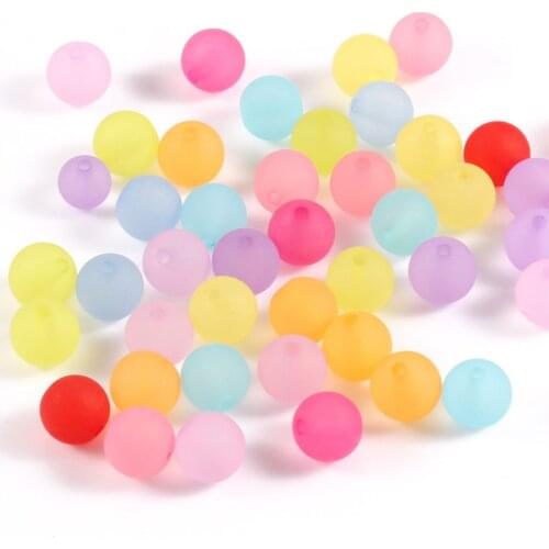 6 8 10mm Mixed Dull Polish Matte Colorful Acrylic Round Loose Spacer Beads for Needlework Jewelry Making Diy Bracelet Necklace