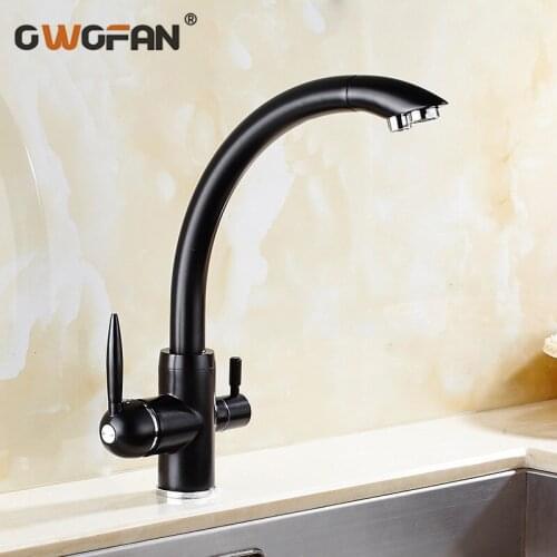 Kitchen Faucets Balck Solid Brass Crane For Kitchen Deck Mounted Water Filter Tap Sink Mixer Kitchen Faucet N22-125