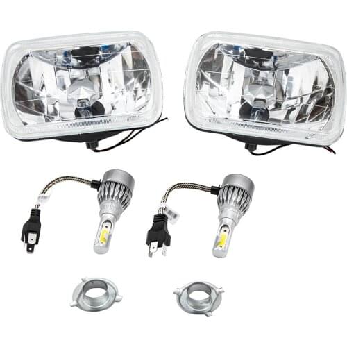 7x6 Inch Bank 1&2 LED Headlights Conversion Kit Assembly H4 for Jeep Wrangler