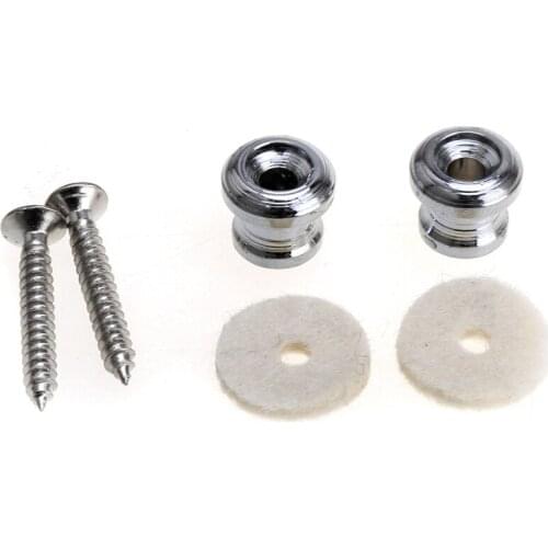 Musiclily Pro Metal Strap Buttons End Pins for Ukulele Small Sized Guitar Bass, Chrome (Set of 2)