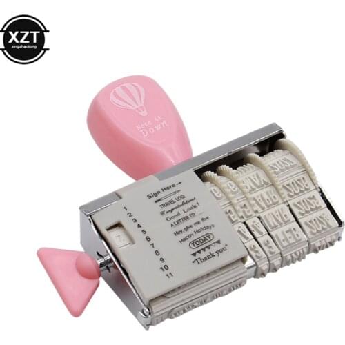 Cute Date Stamp for Planner Clear Stamps Bussiness Rubber Stamp with Adjustable Date Diary School Supplies Stationery Accessorie