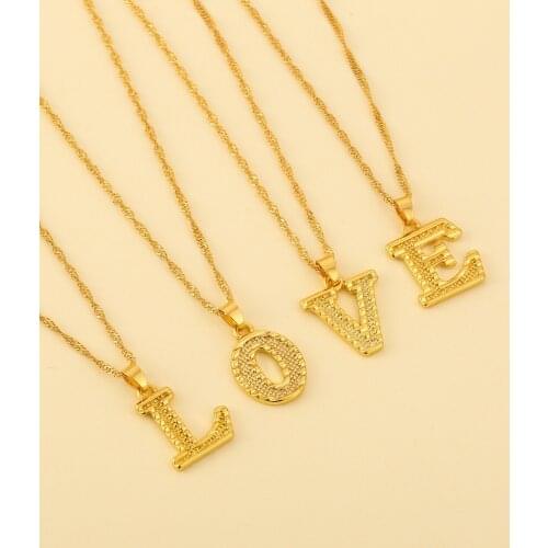 New 26 English Capital Letter Pendant Necklace Gold-Plated Environmentally Friendly Electroplated Alloy Necklace AAA Quality