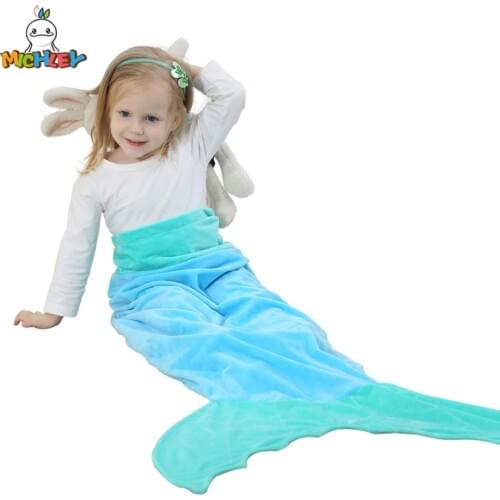 New High quality spring autumn Children mermaid Blanket Sleepers Girl Flannel Sleepwear Cute Animal baby Sleeping Bag G&K1901