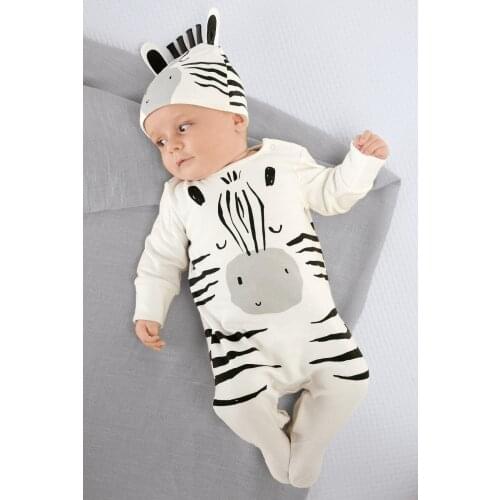 New 2021 Fashion Cartoon Cotton Long Sleeves Zebra Baby Boy Girl Rompers+Cap 2Pcs Infant Clothing Outfits Newborn Baby Clothes