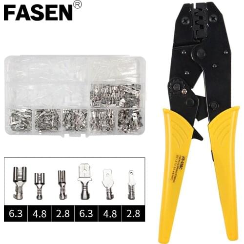 HS-03BC/SN-48B 270PCS Crimping pliers with plug spring terminals mini crimper wire for 6.3/4.8/2.8mm² terminal kit hand tool set